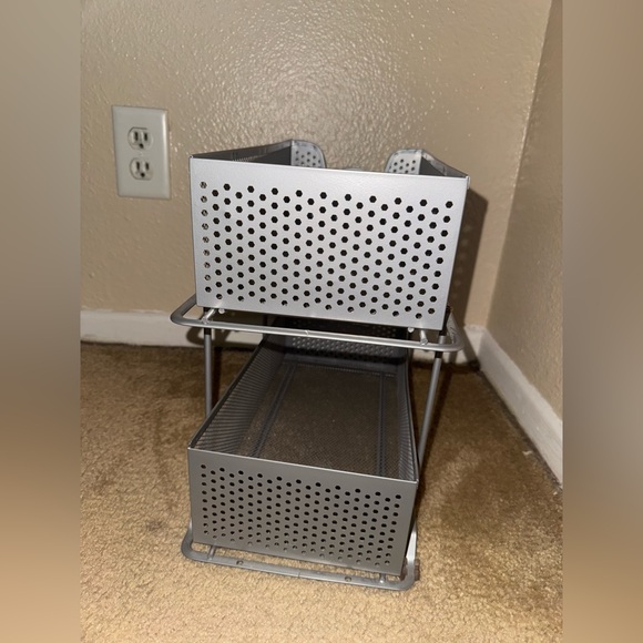 SIMPLE HOUSEWARE 2 Tier Sliding Cabinet Basket Organizer Drawer, Silver - Picture 5 of 15